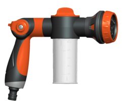 אקדח השקיה פלסטיק מתכוונן עם מכל לסבון - 8 מצבים LP29